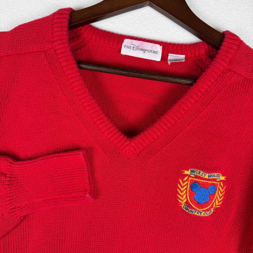Vtg Mickey Mouse Country‎ Club Sweater Mens XL V-Neck Embroidered Disney Store